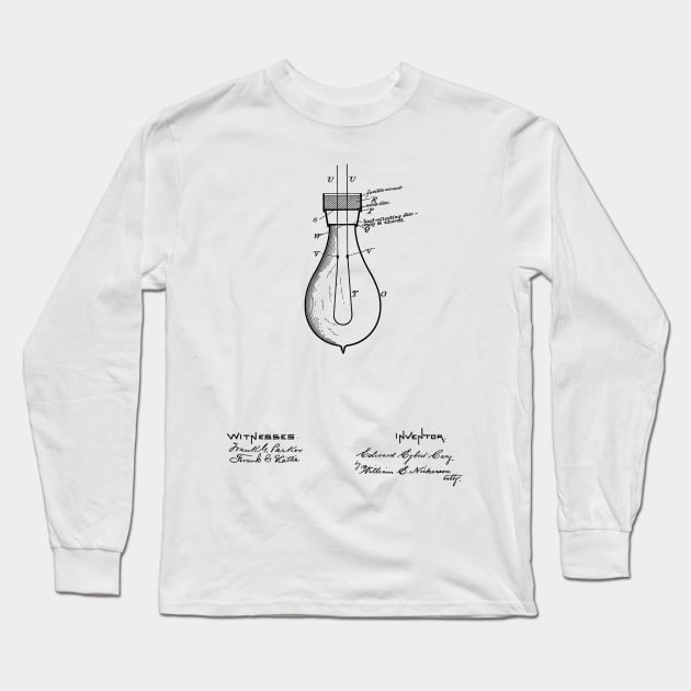 Incandescent Electric Lamp Vintage Patent Hand Drawing Long Sleeve T-Shirt by TheYoungDesigns